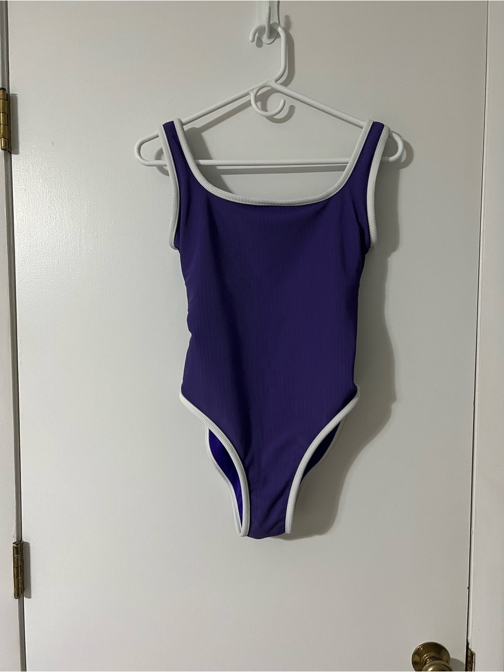 LainSnow Purple One-Piece Swimsuit with White Trim